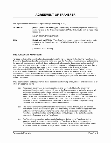 Transfer Of Business Ownership Agreement Template Fresh Transfer Business Ownership Agreement