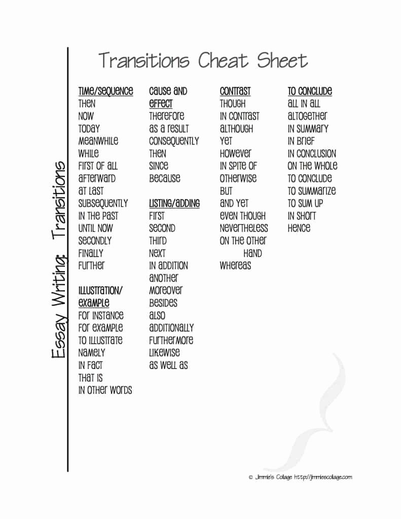 Transition Words for Papers Best Of School Cheat Sheets Princess Pinky Girl