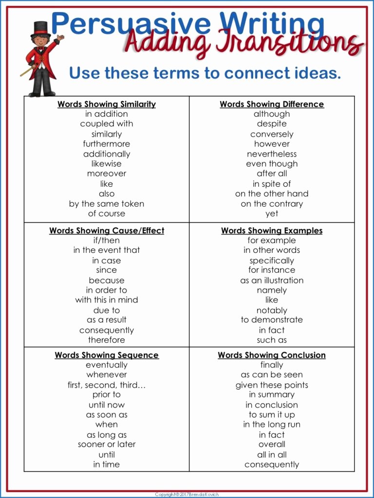 Transitions for Cause and Effect Beautiful Transitions Make Persuasive Writing Flow Enjoy Teaching