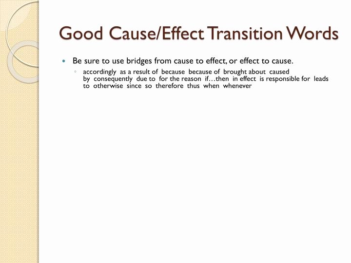 Transitions for Cause and Effect Fresh Ppt Posing Your Cause Effect Essay Powerpoint