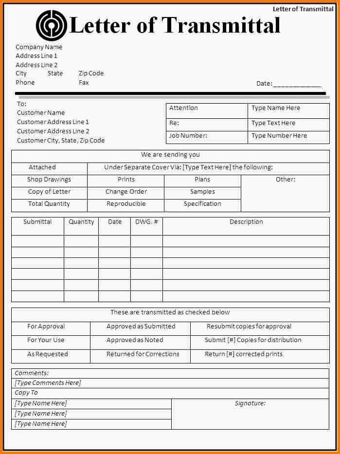 Transmittal form Templates Luxury Transmittal Letter Template