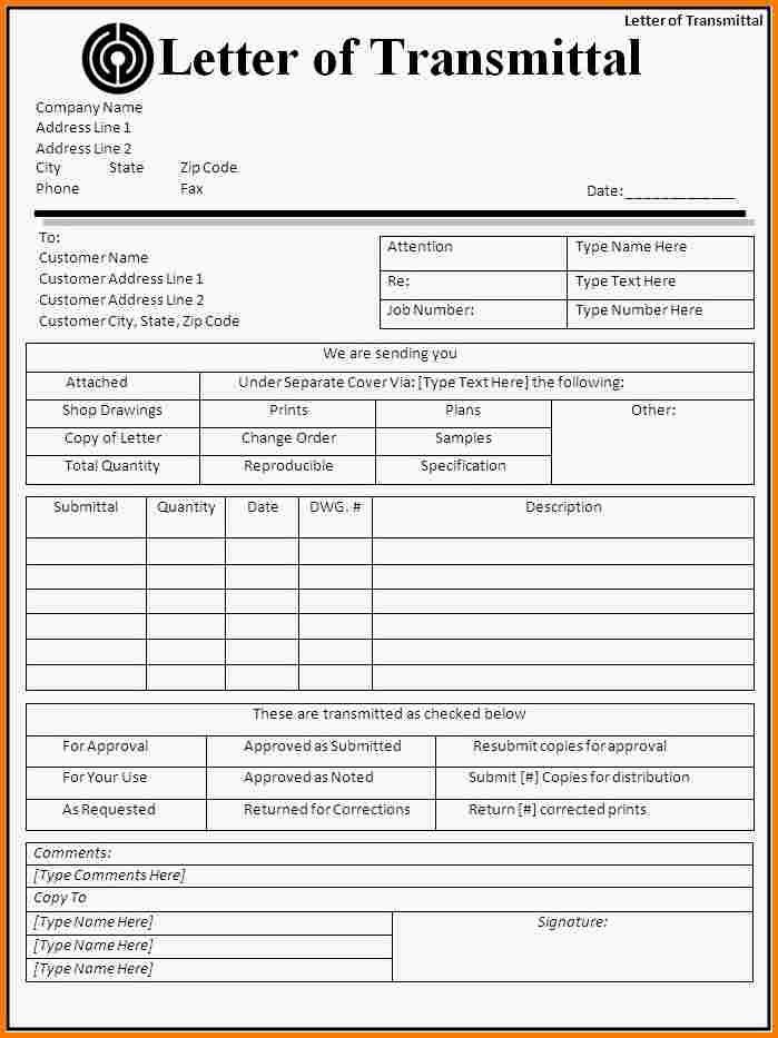 Transmittal form Templates Luxury Transmittal Letter Template