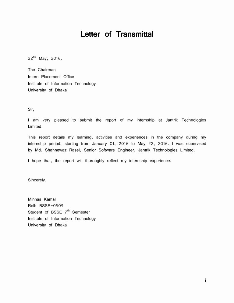 Transmittal form Templates Unique Letter Of Transmittal