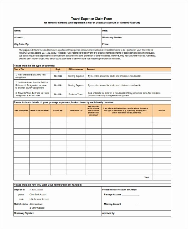 Travel Claim form Fresh Sample Travel Expense Claim form 11 Free Documents In