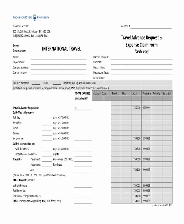 Travel Claim form Lovely Sample Travel Request form