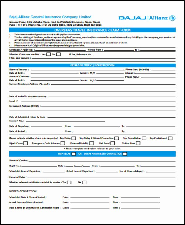 Travel Claim form Luxury 49 Claim form Examples