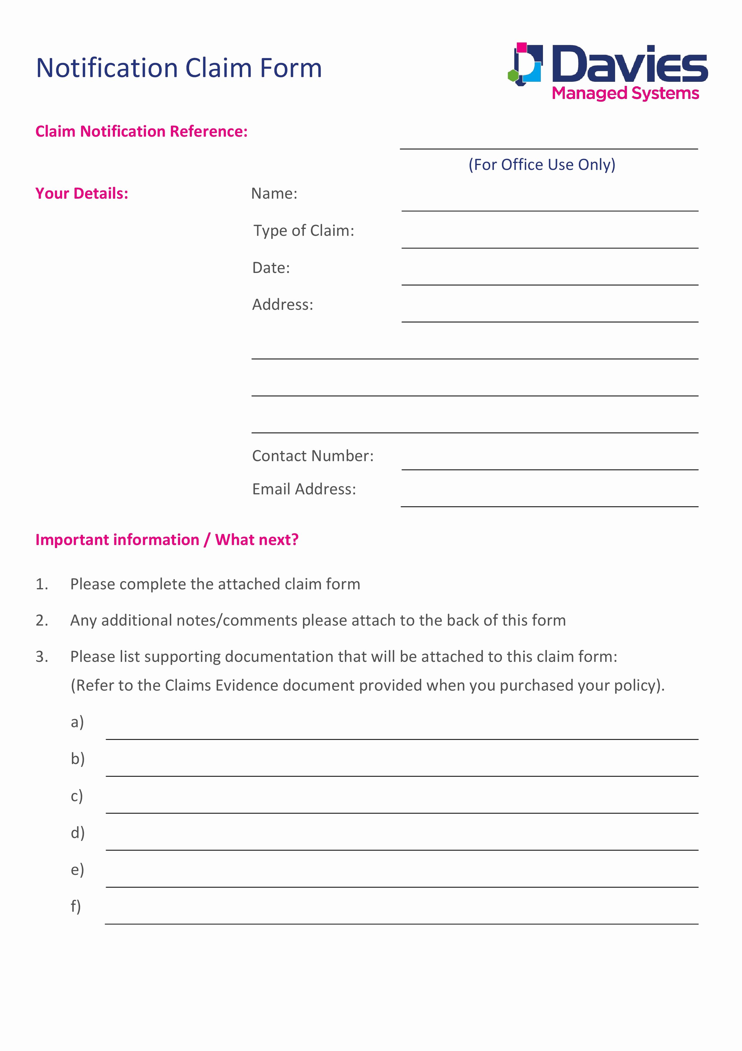 Travel Claim form Luxury Claims