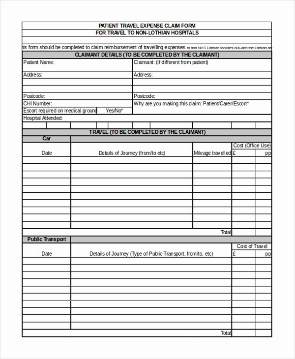 Travel Claim form Luxury Sample Travel Expense Claim form 11 Free Documents In