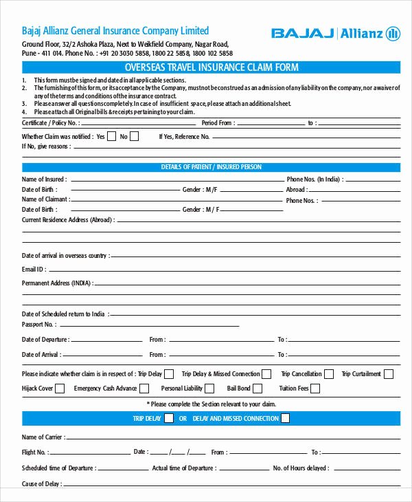 Travel Claim form New 47 Free Claim forms