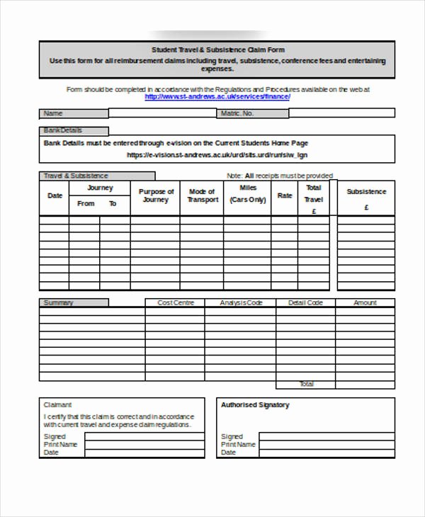 Travel Claim form Unique 32 Claim forms In Word