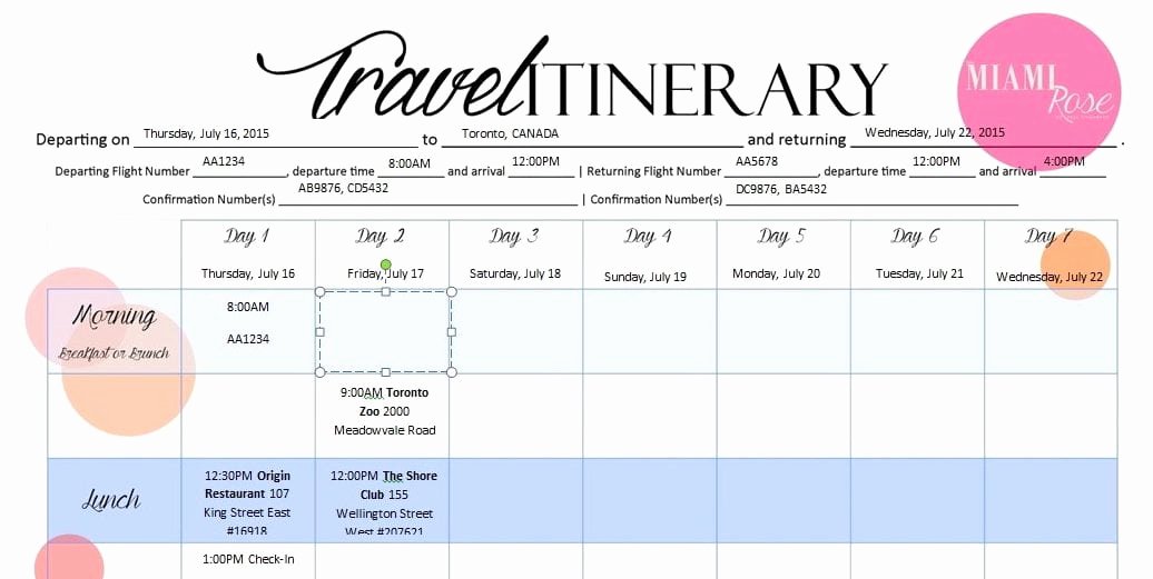 Travel Itinerary Template Word 2010 Awesome 6 Travel Itinerary Templates Word Excel Templates