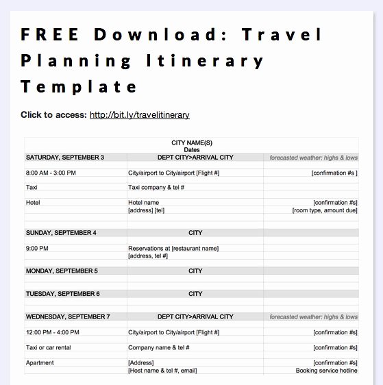 Travel Itinerary Template Word 2010 Awesome Travel Schedule Template