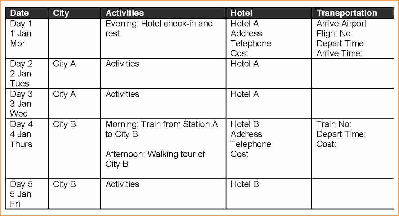 Travel Itinerary Template Word 2010 Best Of Travel Itinerary Template Word 2010