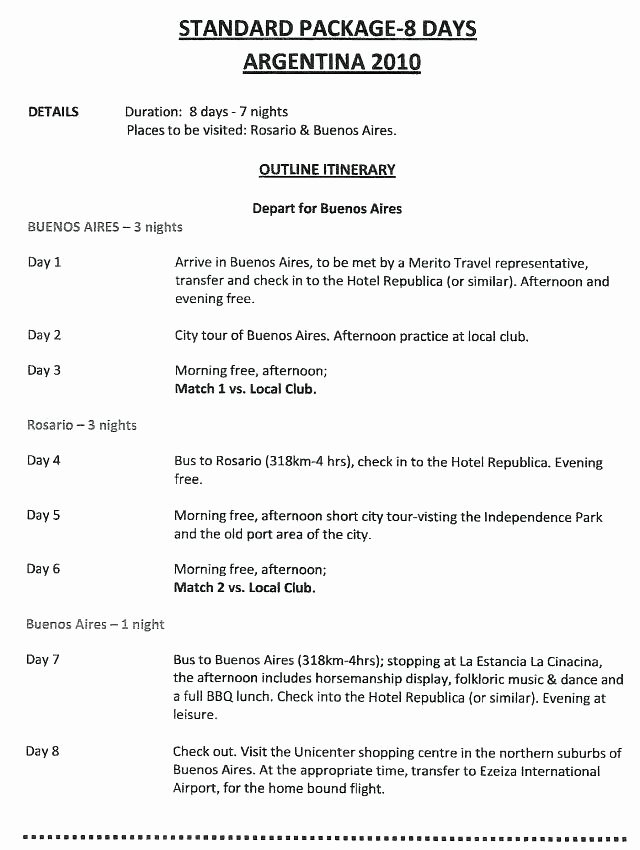 Travel Itinerary Template Word 2010 Inspirational tour Itinerary Template