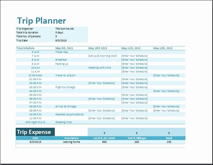 Travel Itinerary Template Word 2010 Luxury Vacation Trip Planner Template