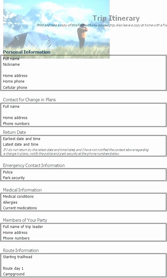 Travel Itinerary Template Word 2010 New event Itinerary Template Word for Trip Business Travel