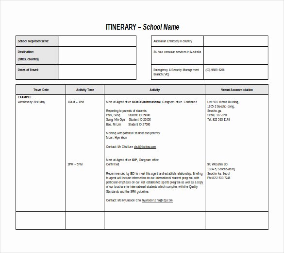 Travel Itinerary Template Word 2010 Unique Travel Itinerary Template Word 2010