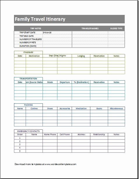 Travel Schedule Template Beautiful Trip Itinerary Templates for Family &amp; Business