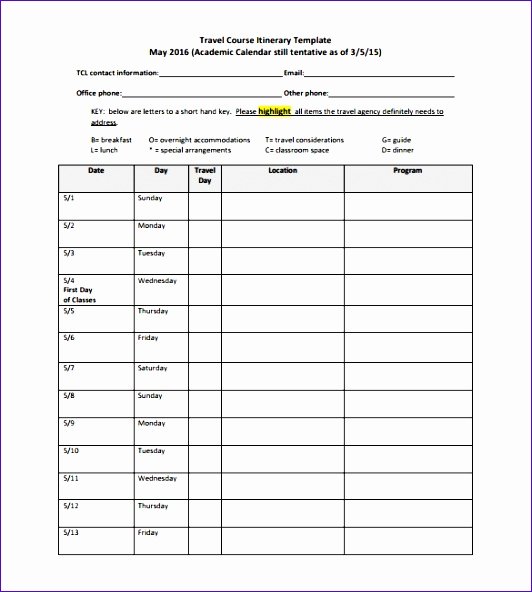 Travel Schedule Template Inspirational 6 Travel Schedule Template Excel Exceltemplates