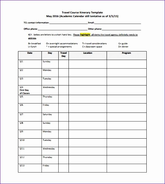 Travel Schedule Template Inspirational 6 Travel Schedule Template Excel Exceltemplates