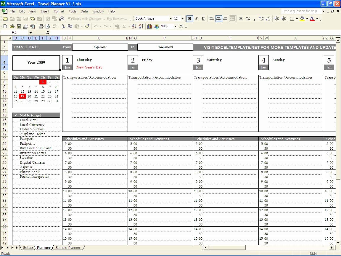 Travel Schedule Template Inspirational Travel Planner