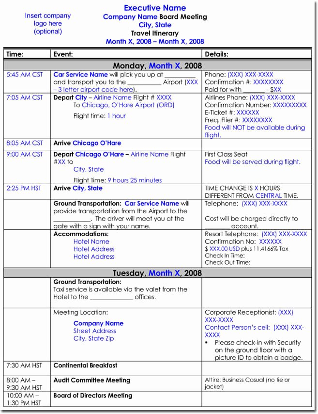 Travel Schedule Template Lovely Free Itinerary Templates to Perfectly Plan Your Trips