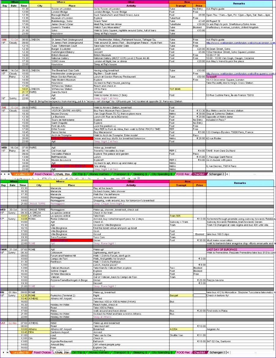 Travel Schedule Template Luxury 9 Flight Itinerary Template Excel Exceltemplates