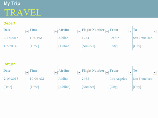 Travel Schedule Template Luxury Planners and Trackers Fice