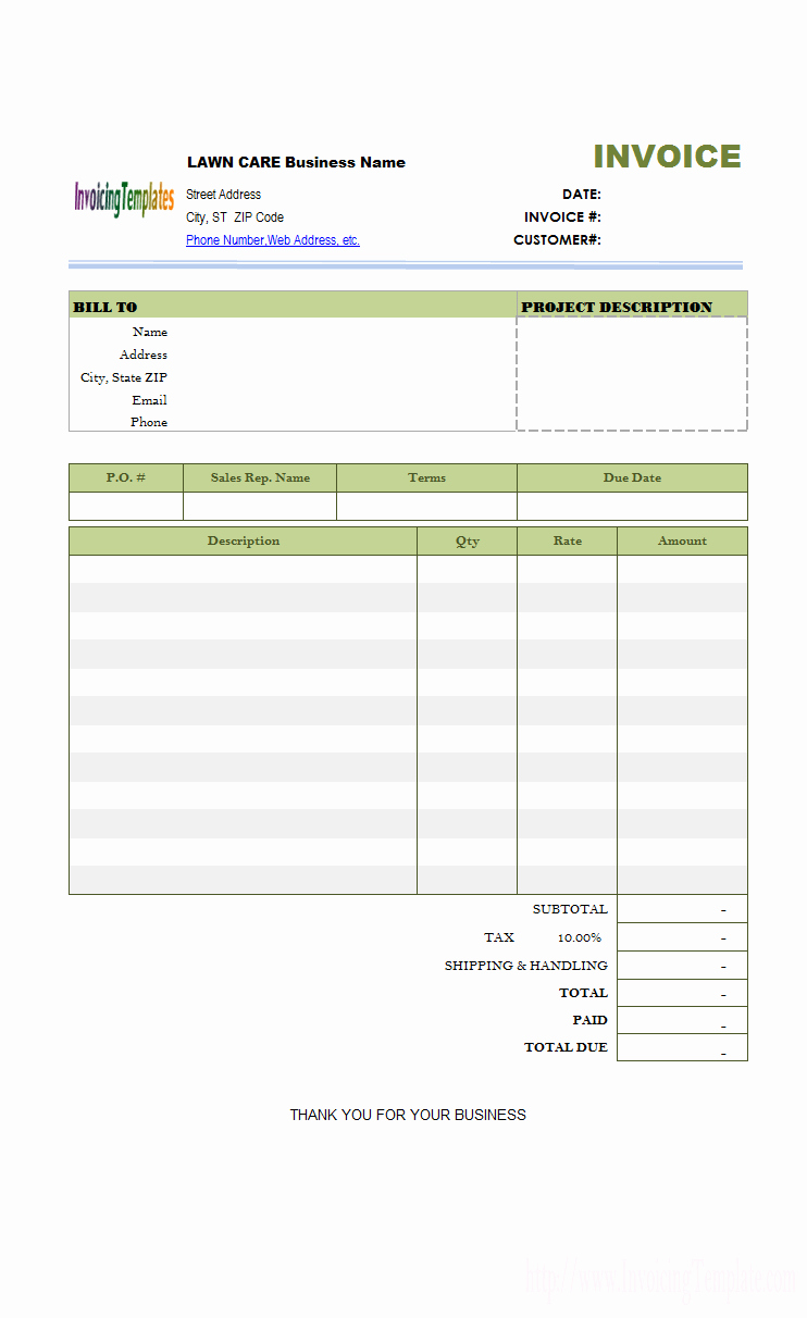 Tree Trimming Estimate Template Awesome Lawn Care Invoice Template