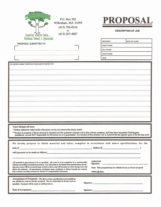 Tree Trimming Estimate Template Best Of 3 Part Proposal form for A Tree Removal Pany