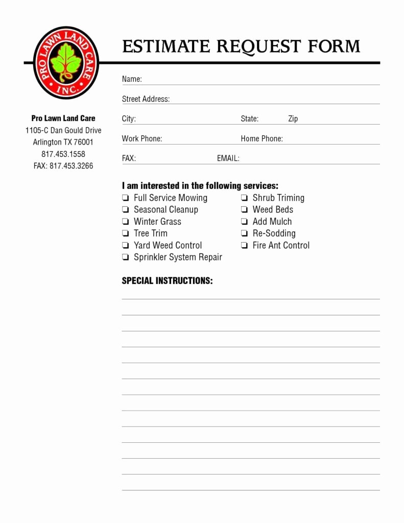 Tree Trimming Estimate Template Fresh Contact List Excel Template