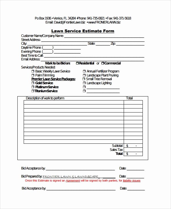 Tree Trimming Estimate Template Unique Sample Service Estimate Template 7 Free Documents