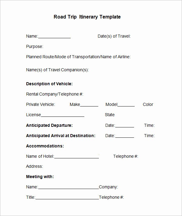 Trip Itinerary Template Google Docs Inspirational Road Trip Planner Template