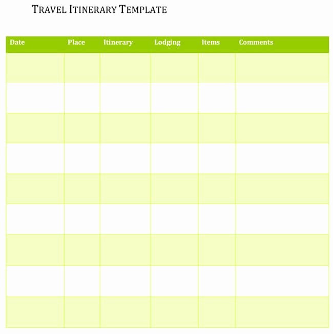 Trip Itinerary Template Google Docs Lovely 5 Travel Itinerary Templates for Excel and Word