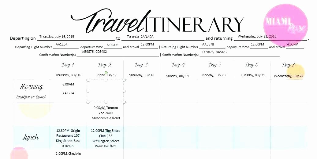 Trip Itinerary Template Google Docs Lovely Travel Itinerary Sample format – Innovanza