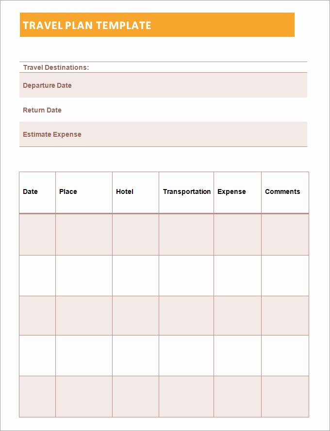 Trip Planner Template Excel Awesome Travel Itinerary Template