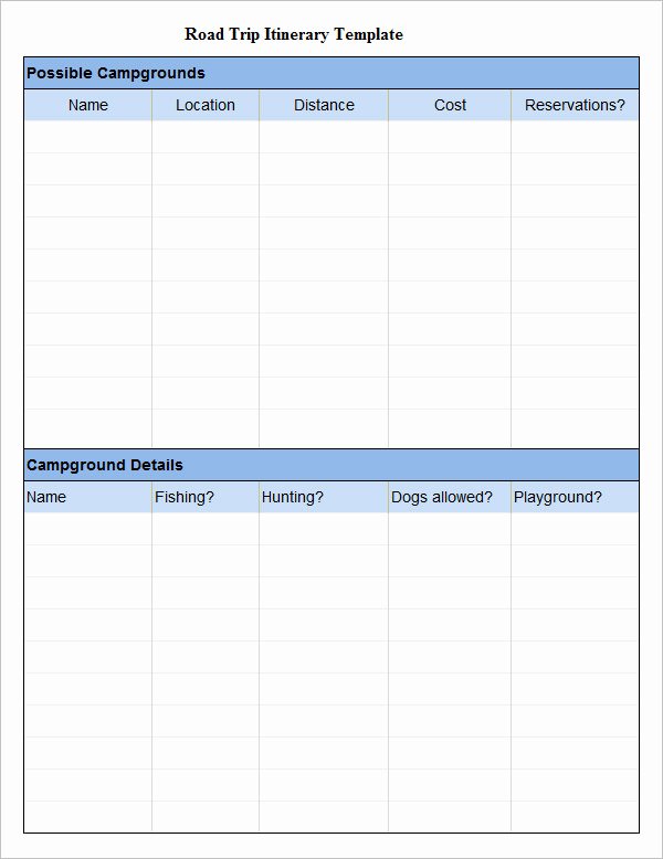 Trip Planner Template Excel Beautiful 4 Sample Road Trip Itinerary Templates Doc Pdf