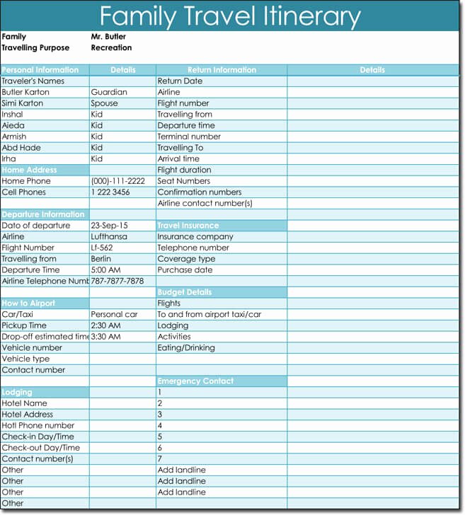 Trip Planner Template Excel Best Of Free Itinerary Templates to Perfectly Plan Your Trips