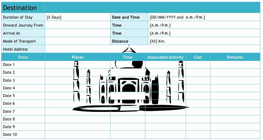 Trip Planner Template Excel Elegant 9 Useful Travel Itinerary Templates that are Free