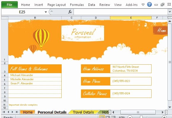 Trip Planner Template Excel Fresh Free Vacation Planner Excel Template