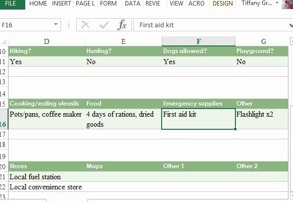 Trip Planner Template Excel Luxury Camping Trip Planner for Excel