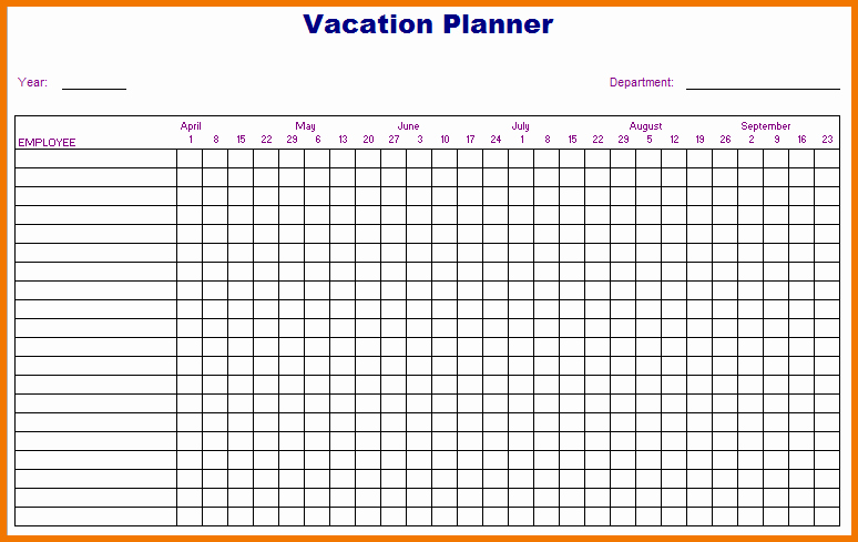 Trip Planner Template Excel New Employee Vacation Planner Template Excel 2019