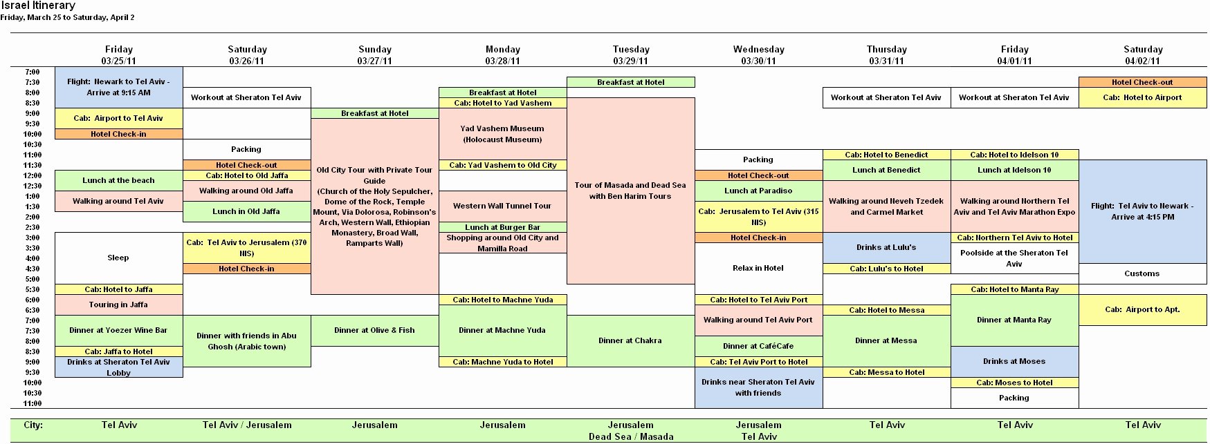 Trip Planner Template Excel New Hourly Calendar Template