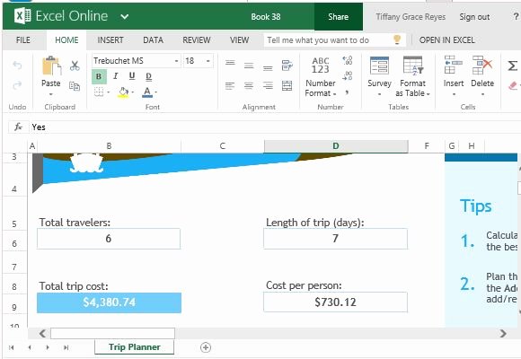Trip Planner Template Excel New Trip Planner Template for Excel Line