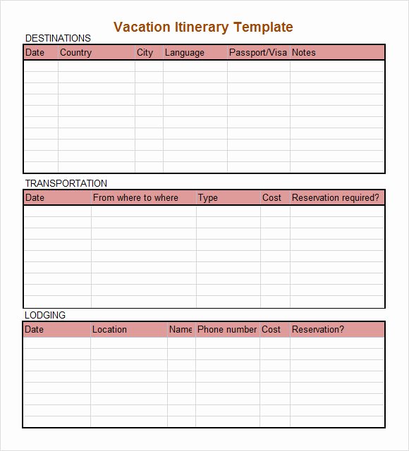 Trip Planner Template Excel Unique Sample Daily Itinerary 7 Documents In Pdf Word Excel