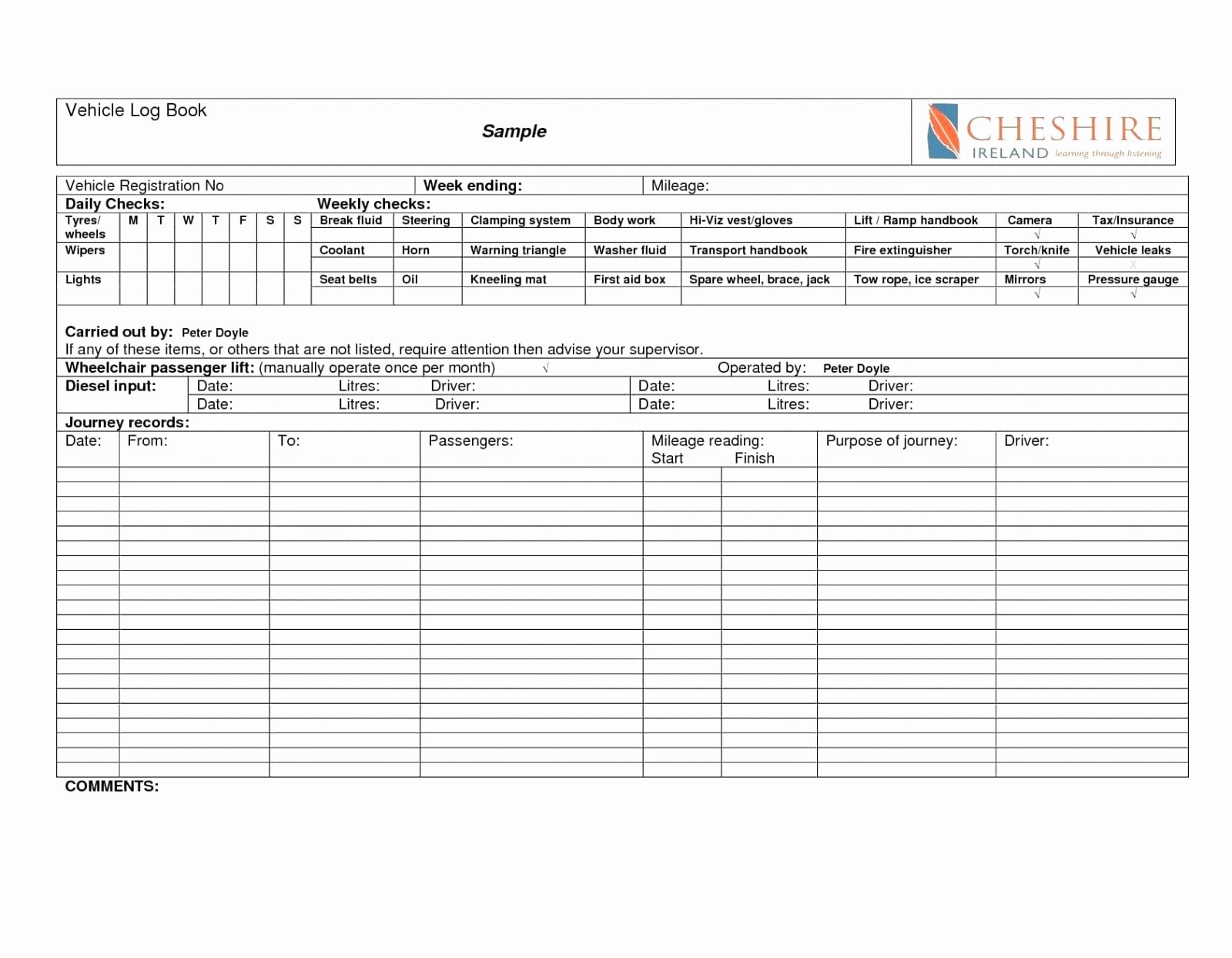 Trip Sheet for Truck Driver Inspirational Driver Log Sheetplate Drivers Daily formplates Example