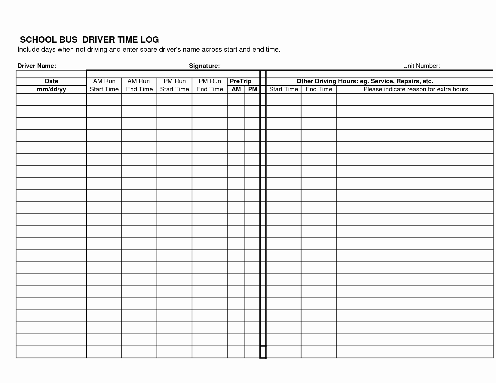 Trip Sheet For Truck Driver