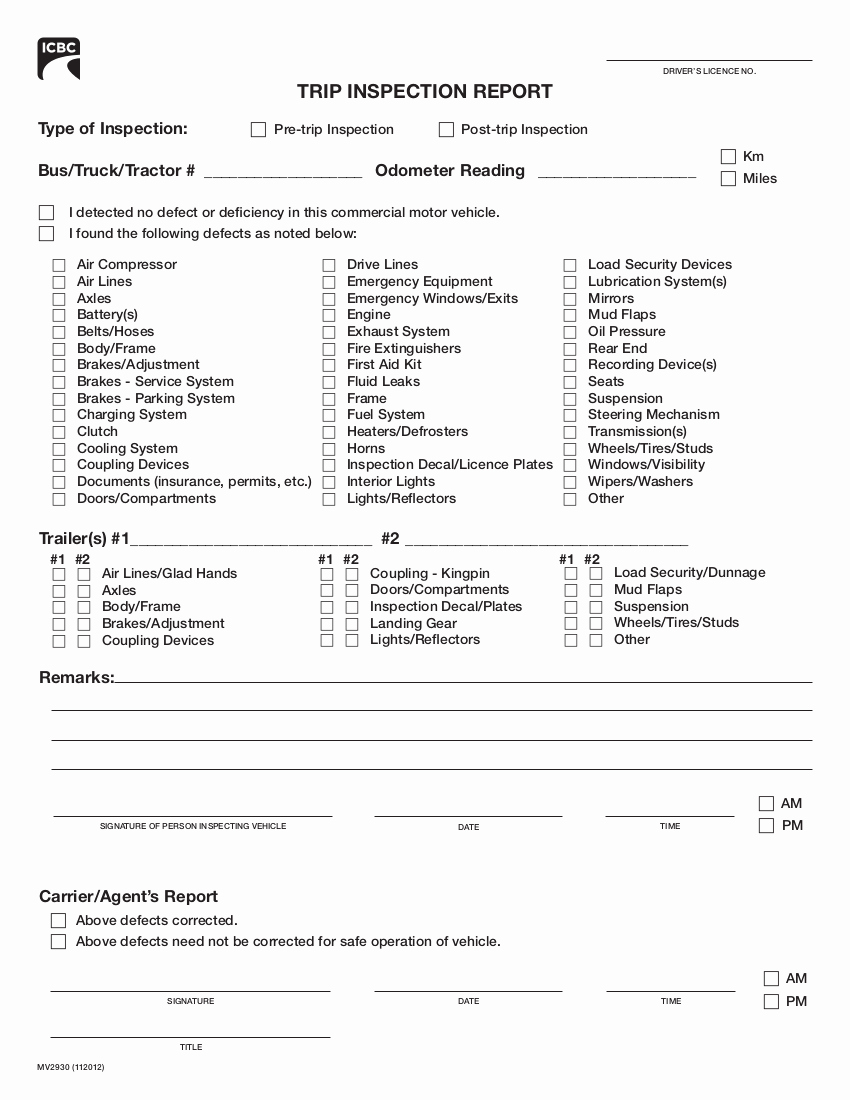 Trip Sheet for Truck Driver Lovely Pre Trip Inspection Checklist Sheet