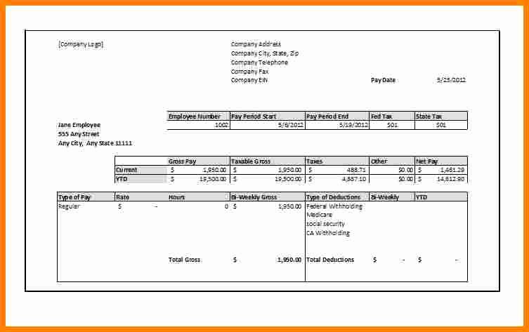 Truck Driver Pay Stub Template Awesome 5 Free Fillable Pay Stub Template