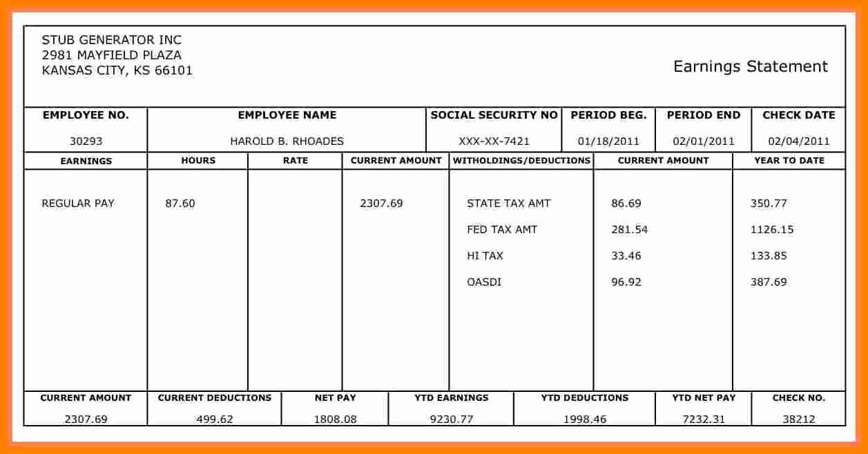 Truck Driver Pay Stub Template Best Of 9 Truck Driver Payroll Template